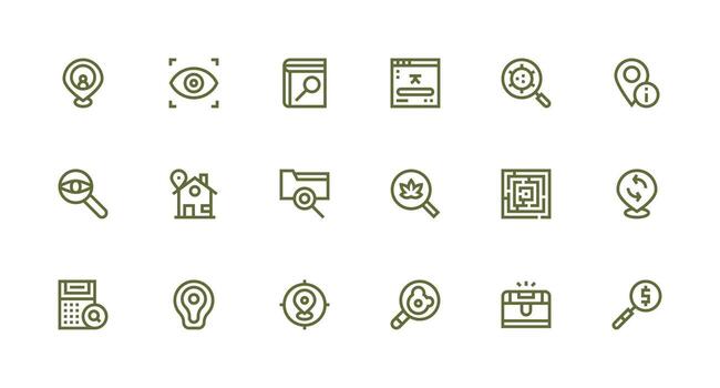 encontrar icono conjunto con 18 fuerte carrera línea gráficos organizado paquete para proyecto bienes vector