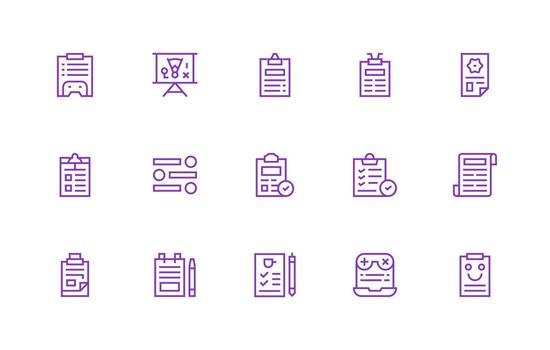 regular línea estilo Lista de Verificación íconos con 15 vectores moderno línea y glifo icono serie