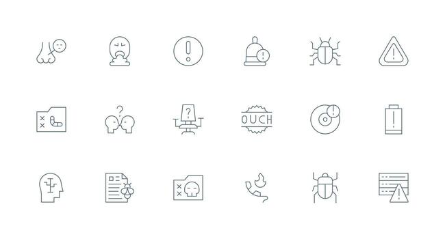 18 mínimo línea vectores para problema tema icono paquete para ui