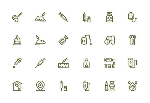 24 Thick Line Line Icons for Injection Graphics Clean Icon Collection for Web Use vector