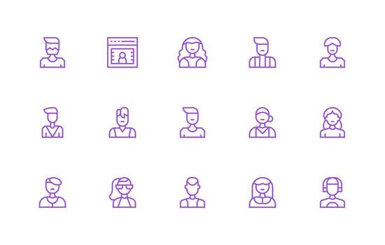 regular línea íconos desde persona icono conjunto con 15 vectores alta resolución íconos para ninguna plataforma
