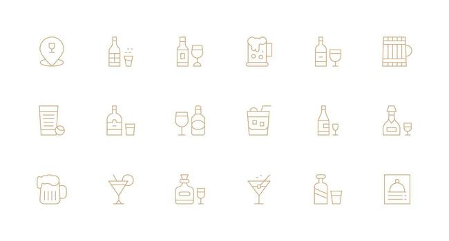 18 Minimal Line Vectors for Pub Theme Interface Icon Collection