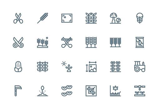 24 íconos para cosecha en grueso línea línea formato interfaz icono colección vector