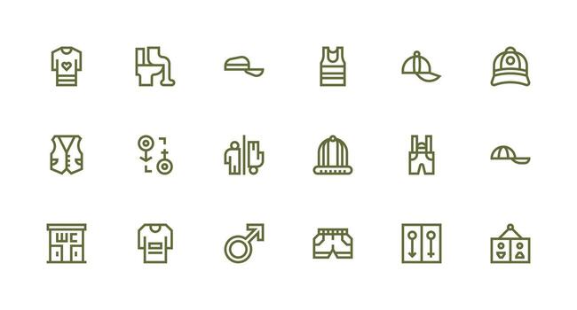 Strong Stroke Line Icons from Unisex Set with 18 Vectors Simplified Icon Pack for Visual Tools