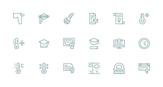 18 mínimo línea íconos para la licenciatura gráficos completar icono conjunto para móvil aplicaciones vector