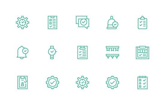 Done featuring 15 Icons in Regular Line Design Optimized Icon Pack for Digital Products vector