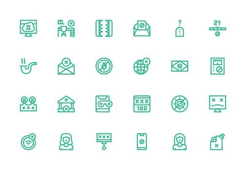 Blocked Design Icons featuring 24 in Thick Line Line Style Scalable Icons for All Themes vector