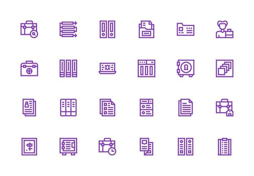 Thick Line Line Style Documents Icons with 24 Vectors Simple Icons for Interface and Wireframes