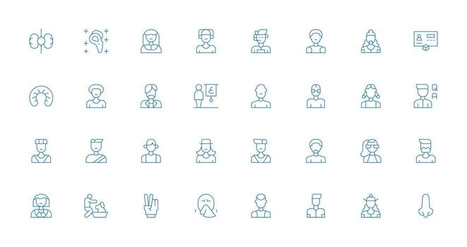 humano conjunto con 32 Delgado línea íconos de múltiples fines icono paquete para plantillas vector