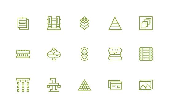 Regular Line Style Layered Icons with 15 Vectors Line Icon Collection