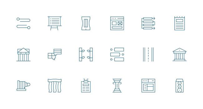 18 Minimal Line Icons for Column Graphics Simplified Icon Pack for Visual Tools vector