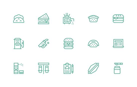 Filling Design Icons featuring 15 in Regular Line Style Detailed Icon Collection for Design Systems vector