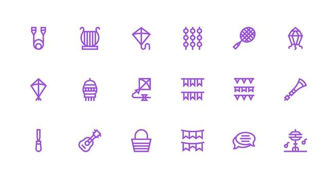 18 Strong Stroke Line Icons for String Graphics Printable Icon Collection vector