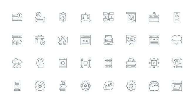 servidor incluso 32 Delgado línea ilustraciones interfaz icono colección vector