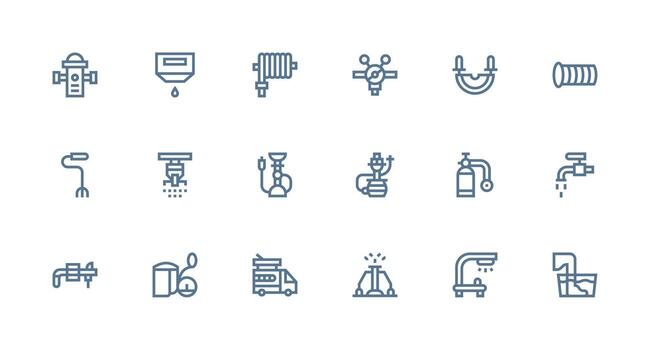 Hose Set with 18 Strong Stroke Line Icons All Device Compatible Icon Set vector
