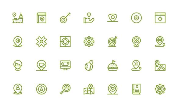 Pinpoint featuring 28 Icons in Bold Line Design Scalable Icons for Cross-Platform Interfaces vector