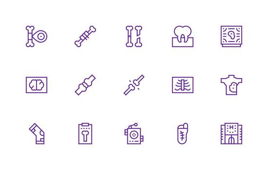 Xray featuring 15 Icons in Regular Line Design Well-Structured Icons for Creative Use vector