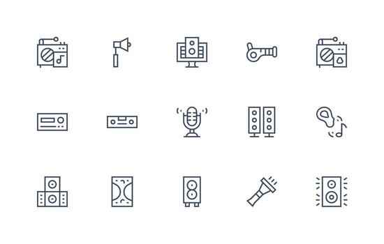 Regular Line Icons from Sound System Set with 15 Vectors Design Icon Pack