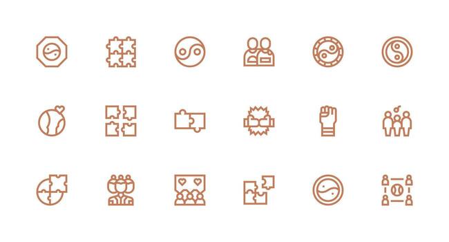 Unity featuring 18 Icons in Strong Stroke Line Design Light Icon Series vector