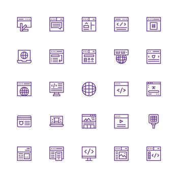 Browser featuring 25 Icons in Medium Stroke Outline Design Neat Icon Set vector