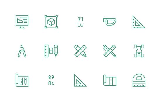 Technical Drawing Visual Pack containing 15 Regular Line Icons UI-Ready Icon Collection vector