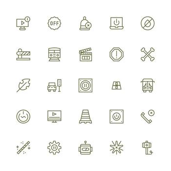 25 Medium Stroke Outline Vectors for Stop Theme Complete Icon Bundle for Web Design