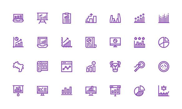 28 Bold Line Vectors for Trend Theme Quick Access Icons for UI Development