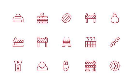 Closure including 15 Regular Line Illustrations Clean Icon Collection for Web Use vector