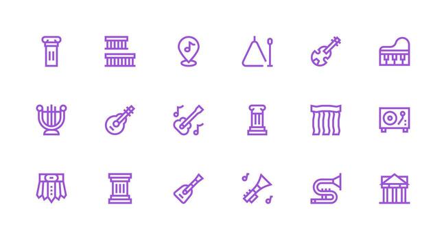18 Strong Stroke Line Vectors for Classical Theme Neatly Designed Icons for Web Platforms