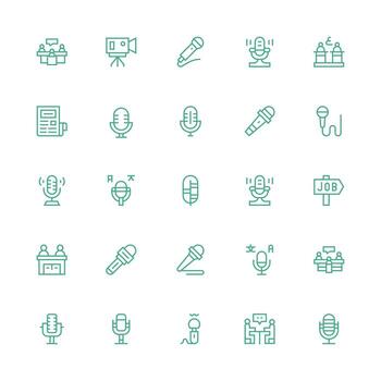 Medium Stroke Outline Style Interview Icons with 25 Vectors Compact Icon Set