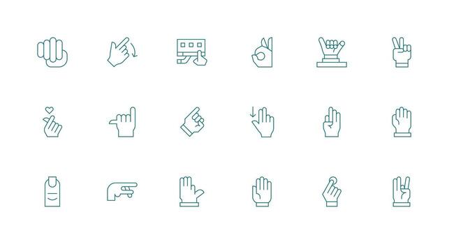 mínimo línea íconos desde gesto conjunto con 18 vectores multi-estilo icono colección