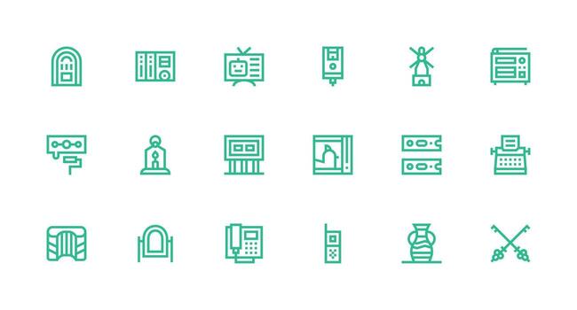 antiguo presentando 18 íconos en fuerte carrera línea diseño tablero icono serie vector