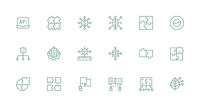 18 Icons for Integration in Minimal Line Format Complete Icon Set for Mobile Apps vector