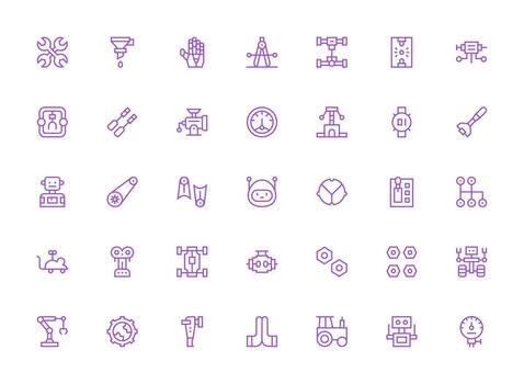 Mechanical Icon Collection with 35 Regular Clean Line Designs Icon Set for Projects vector