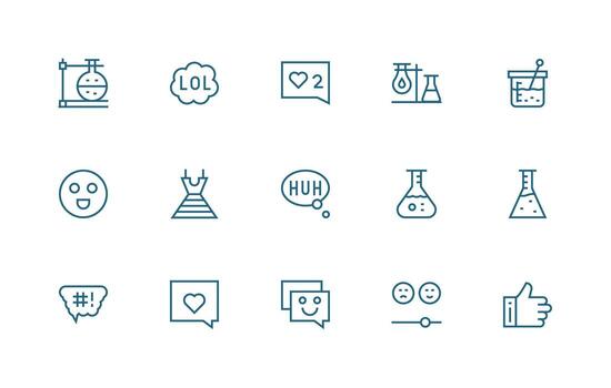 15 Regular Line Icons for Reaction Graphics UI and UX Focused Icon Collection vector
