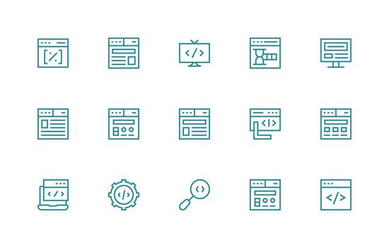 15 html íconos en regular línea estético icono conjunto para proyectos vector