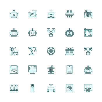 medio carrera contorno íconos desde automatizado conjunto con 25 vectores alta calidad icono paquete