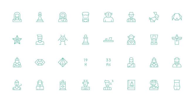 Figure Set with 32 Thin Line Icons Web and App Icon Pack Collection vector