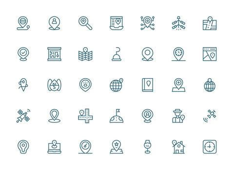 35 Regular Clean Line Vectors for Gps Theme Clean Icon Collection for Web Use
