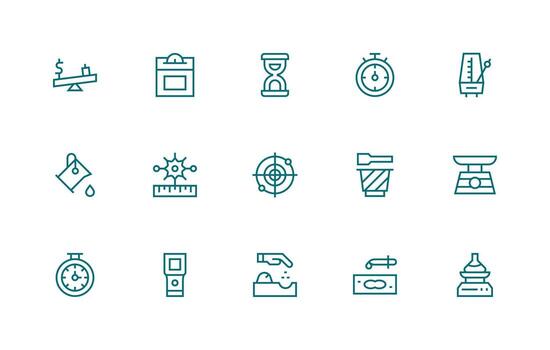 Measure Design Icons featuring 15 in Regular Line Style Editable Icon Collection vector