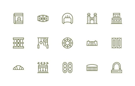 Arch Design Icons featuring 15 in Regular Line Style Minimal Icon Set for Interface Projects vector