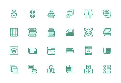 24 Icons for Stack in Thick Line Line Format Essential Icon Set for Teams vector