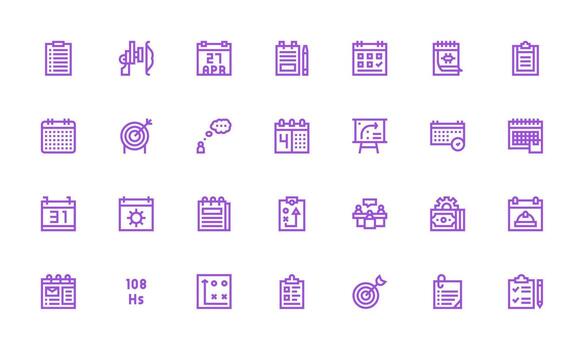 Bold Line Style Planning Icons with 28 Vectors Clean Icon Collection for Web Use