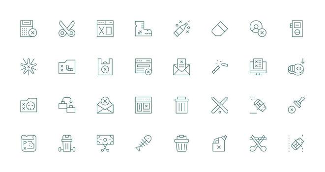 Thin Line Icons from Delete Set with 32 Vectors Icon Pack for UI