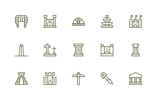 15 regular línea íconos para Roca gráficos profesional icono paquete para desarrollo trabajo vector