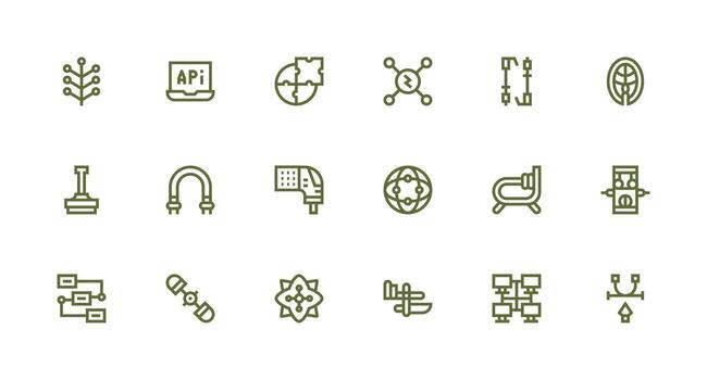 18 Strong Stroke Line Vectors for Connection Point Theme Well-Structured Icons for Creative Use