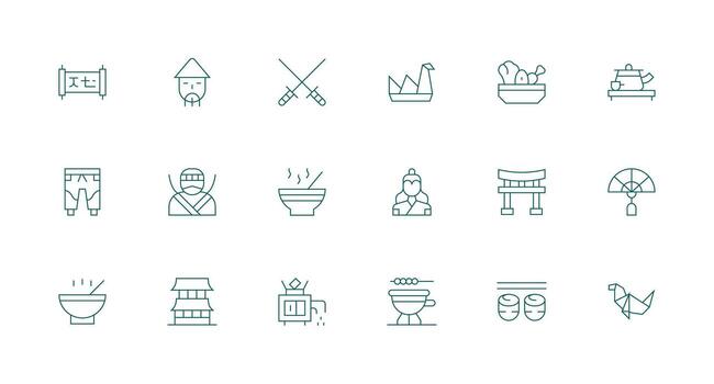 18 Minimal Line Vectors for Japanese Theme Clear and Concise Icon Set Collection