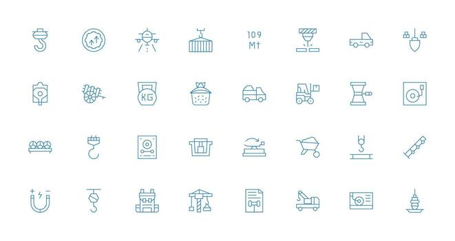 Load Design Icons featuring 32 in Thin Line Style Pixel Perfect Icon Set vector