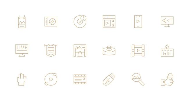 Digital Media including 18 Minimal Line Illustrations Neatly Designed Icons for Web Platforms vector