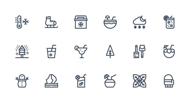 fuerte carrera línea íconos desde hielo conjunto con 18 vectores claro y conciso icono conjunto colección